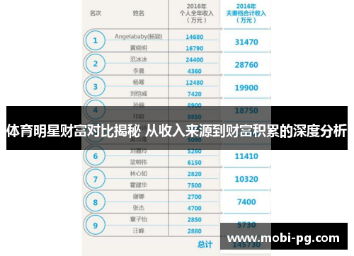 体育明星财富对比揭秘 从收入来源到财富积累的深度分析